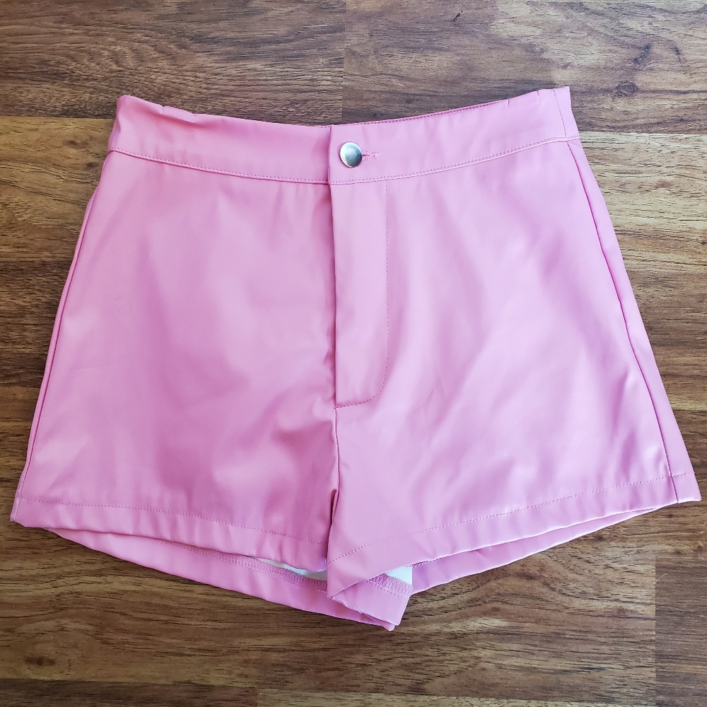 SHEIN Shorts Size XS Faux Leather Pink High Rise